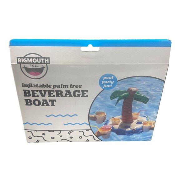 Big Mouth Inflatable Palm Tree Beverage Boat Holds Up To 5 Drinks New In Box - Picture 4 of 8